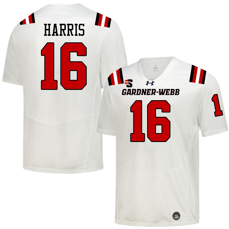 Gardner-Webb Runnin' Bulldogs #16 Josiah Harris College Football Jerseys,Uniforms-White